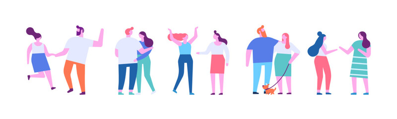 People crowd horizontal flat vector banner