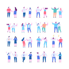 Fototapeta premium Tiny people talking flat vector illustration set