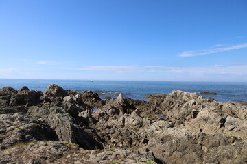 Le littoral rocheux le long de l'océan, village du Croisic, département de la Loire Atlantique, France