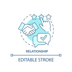 Relationship turquoise concept icon. Communication with customers. Business model abstract idea thin line illustration. Isolated outline drawing. Editable stroke. Arial, Myriad Pro-Bold fonts used