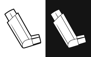 Simple black and white line art drawing of an inhaler - obrazy, fototapety, plakaty