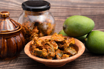 Mango Pickle Also Called Aam Ka Achar, Sookha Kairi, Chatpata Loncha Is Made of Unpeeled Raw Green...