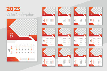Creative modern business 12 month 2023 wall calendar design