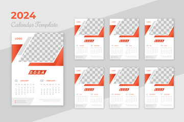 Creative modern business 12 month 2024 wall calendar design