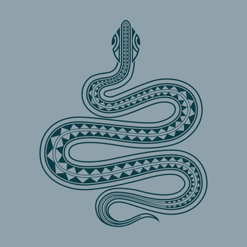 Snake Illustration. Chinese Zodiac snake sighn. Maori style.
