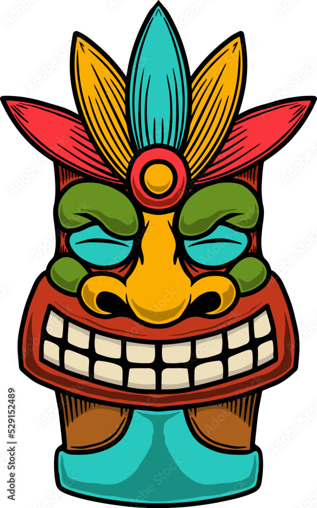 Wall mural illustration of tiki idol. design element for poster, card, banner, emblem, sign. vector illustratio