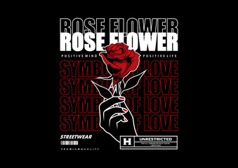 Aesthetic illustration of rose flower t shirt design, vector graphic, typographic poster or tshirts street wear and Urban style