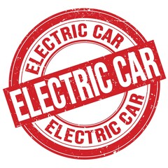 ELECTRIC CAR text written on red round stamp sign