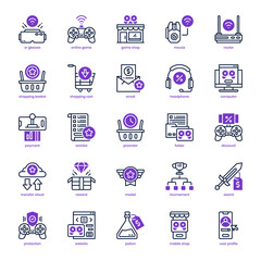 Game Shop icon pack for your website design, logo, app, UI. Game Shop icon mix line and solid design. Vector graphics illustration and editable stroke.