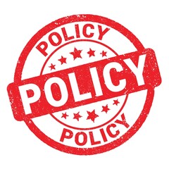 POLICY text written on red stamp sign.