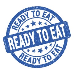 READY TO EAT text written on blue round stamp sign.