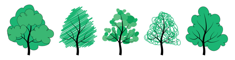 Hand drawing tree. cartoon, doodle