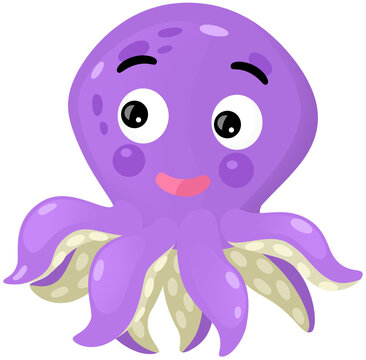 cartoon scene with octopus isolated illustration for children