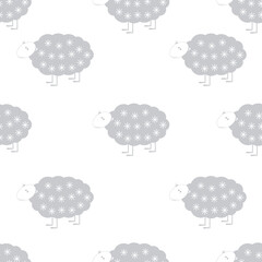 Seamless fabric design of funny sheep 