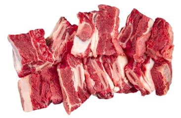 Isolated chopped fresh raw beef ribs meat