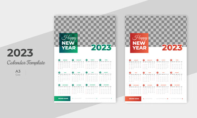 Calendar 2023 year set. Vector template collection. Simple design. Week starts on Sunday. January, February, March, April, May, June, July, August, September, October, November,December.