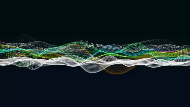 Digital wave background abstract title dark blue blurred animation of particle seamless.