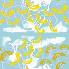 seamless pattern with banana cloud