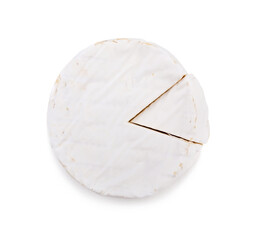 Brie cheese set with a triangular section cut out