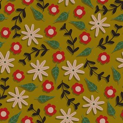 Yellow floral seamless pattern 