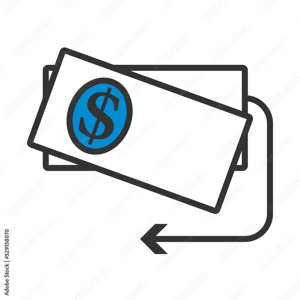 Poster cash back dollar banknotes icon