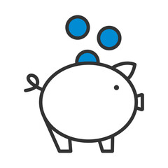 Golden Coins Fall In Piggy Bank Icon