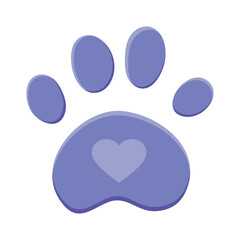 Pawprint vector illustration in cartoon style isolated on white background.