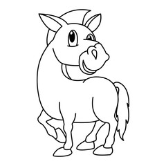 Obraz na płótnie Canvas Cute horse cartoon coloring page illustration vector. For kids coloring book.