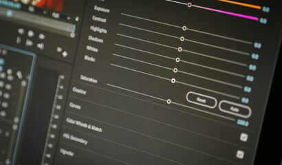 video editting timeline close up