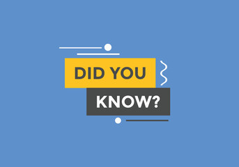 Naklejka premium Did you know button. Did you know sign speech bubble. banner label template. Vector Illustration 