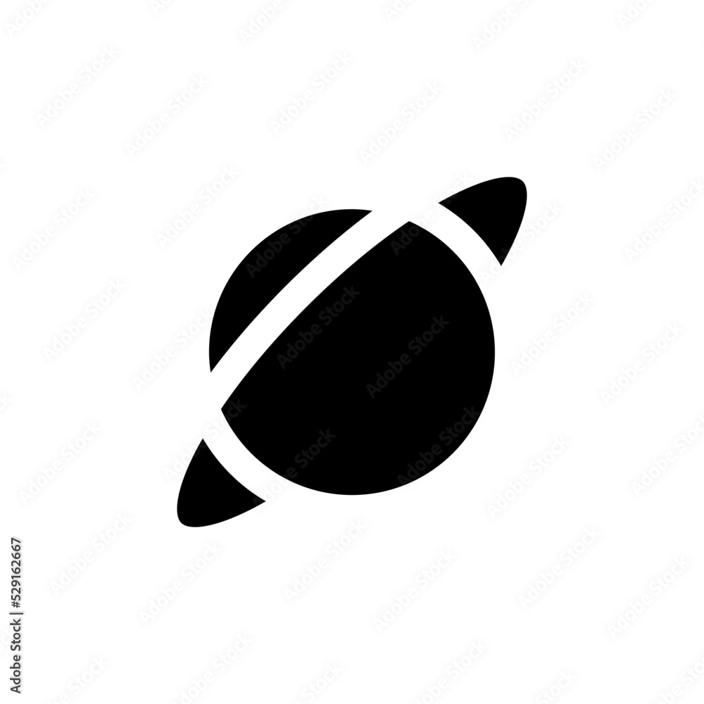 Poster planet with ring black glyph ui icon. school astronomy course. planetary science. user interface des