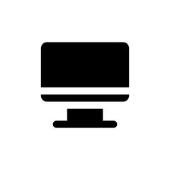 Computer monitor black glyph ui icon. Electronic equipment. Hardware device. User interface design. Silhouette symbol on white space. Solid pictogram for web, mobile. Isolated vector illustration
