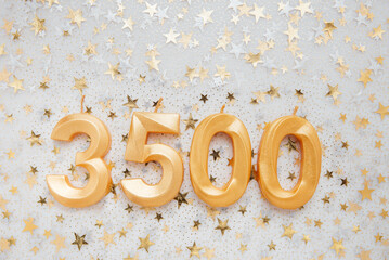 3500 three thousand five hundred followers card. Template for social networks, blogs. Festive...