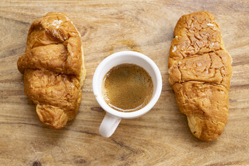 espresso coffee and croissant