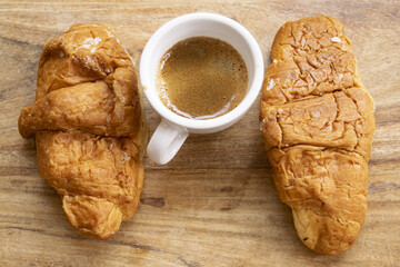 espresso coffee and croissant