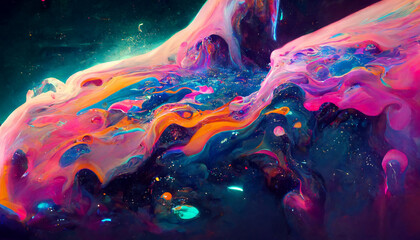 Naklejka na ściany i meble colorful space art abstract swirl iridescent