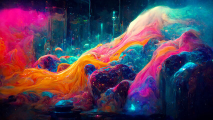 Fototapeta na wymiar colorful space art abstract swirl iridescent