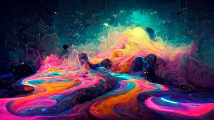 Obraz na płótnie Canvas colorful space art abstract swirl iridescent