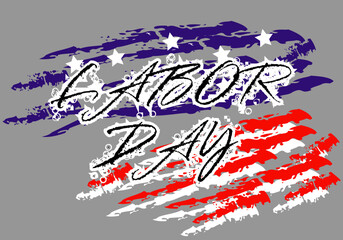 Labor day writing with united states abstract color. suitable for banners, backgrounds, posters, social media, cards, etc.