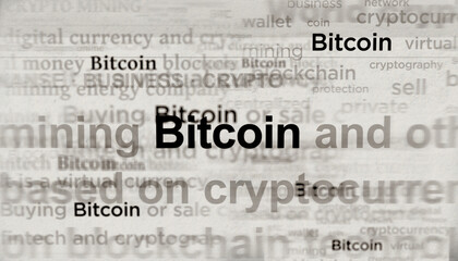 Headline titles media with Bitcoin cryptocurrency 3d illustration