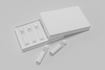 3D rendering of a fragrance sample box mockup with space for design - obrazy, fototapety, plakaty