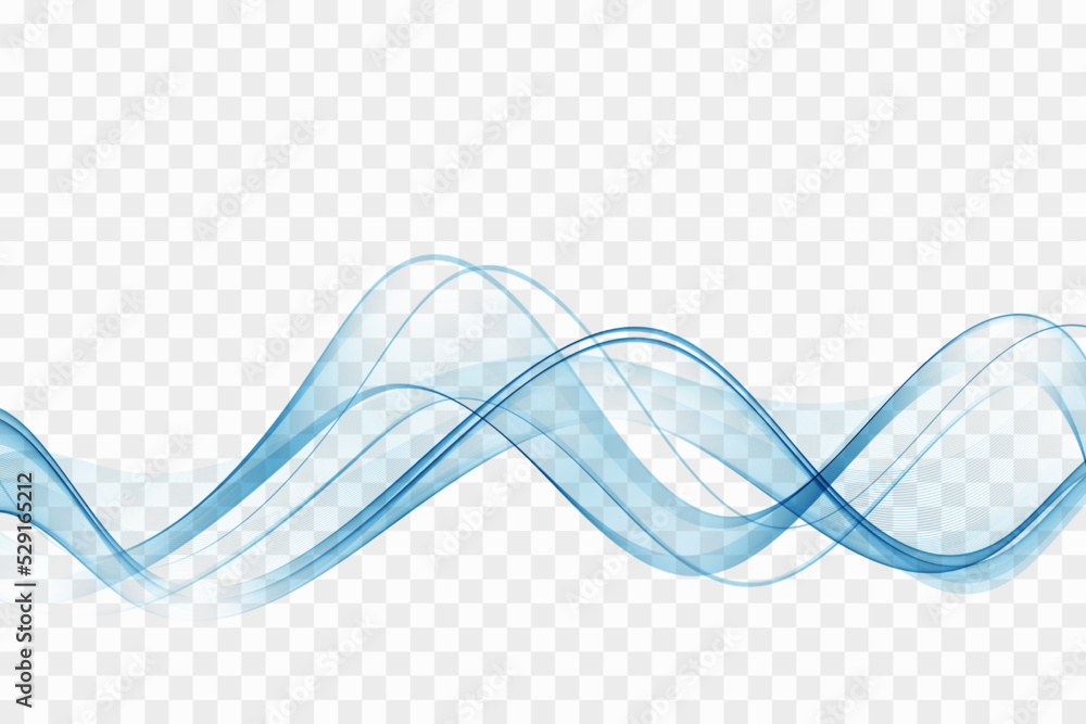 Aufkleber blue transparent flow of abstract wavy lines.vector wave background