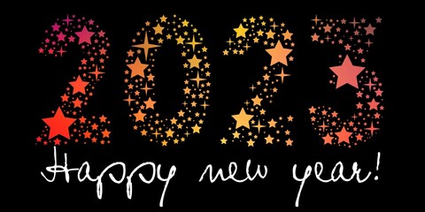 2023 Happy New Year Glitter Sparkling Stars