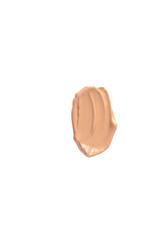 Liquid foundation smear in beige color on isolated .Abstract skin tone background.