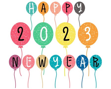 Colorful Happy New Year 2023 Balloons