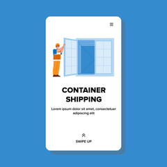 container shipping vector. ship cargo, export import, transport freight, sea trade, industry vessel, port container container shipping character. people flat cartoon illustration