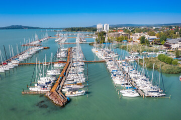 Fototapeta premium harbour, Siofok town recreation area, Balaton lake, Hungary, Europe