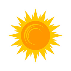 Yellow shining sun icon