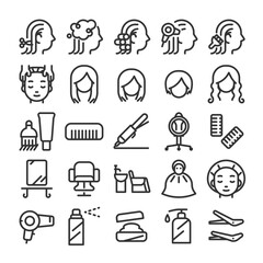 美容院 施術 髪型 道具 アイコン セット