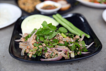 Spicy minced pork salad, selected focus image